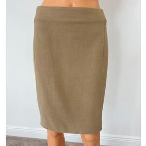 Ann Taylor LOFT Khaki Tan Pencil Skirt Size 2 Professional Office Wear Knee Long